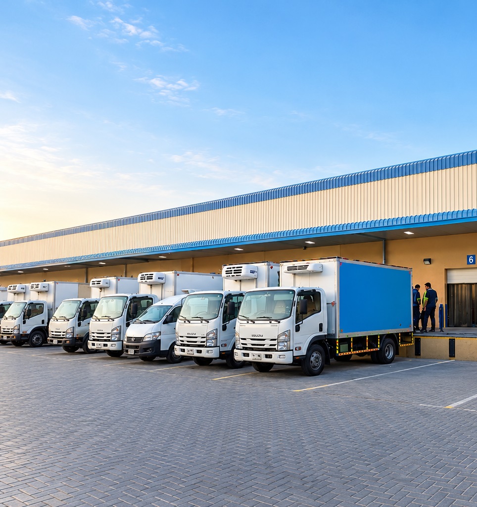 A Sweet Garden refrigerated truck at the warehouse loading bays